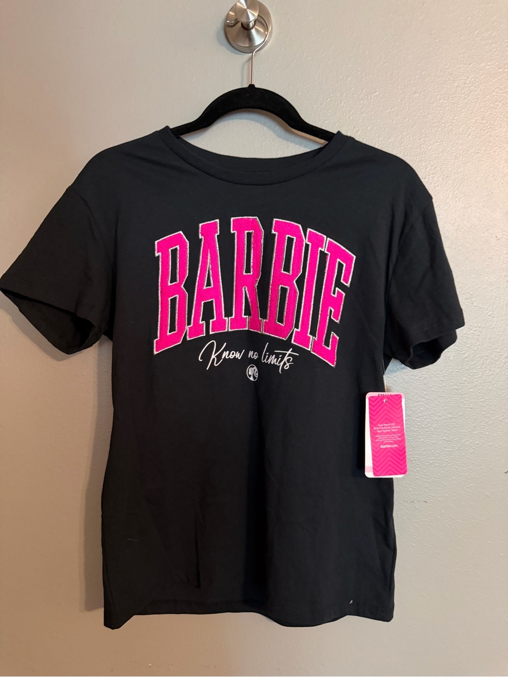 Barbie Black Tee with Hot Pink Logo